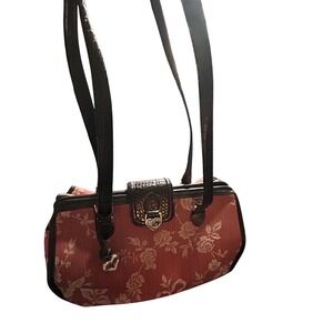 Brighton Red Rose Tapestry Shoulder Bag Black CL97513 carpet bag Purse
